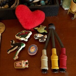 CROCS Red Heart and Themed Pin Set